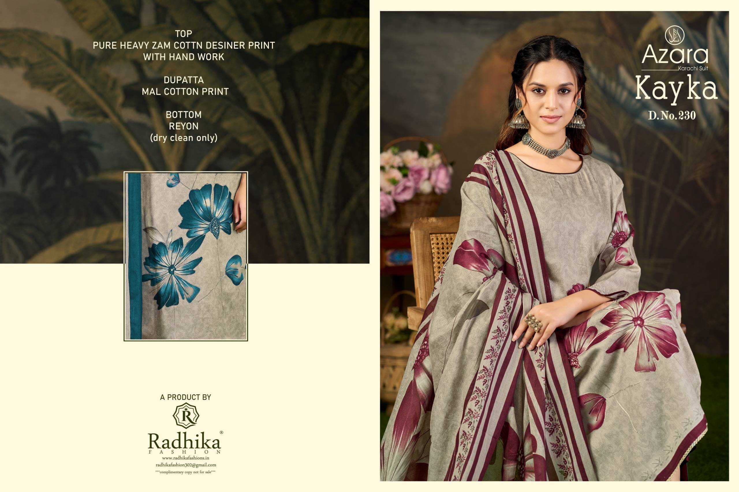 KAYKA by Azara 230-A To 230-D Series Stylish Beautiful Colourful Printed Pure Cotton Dresses At Wholesale Price